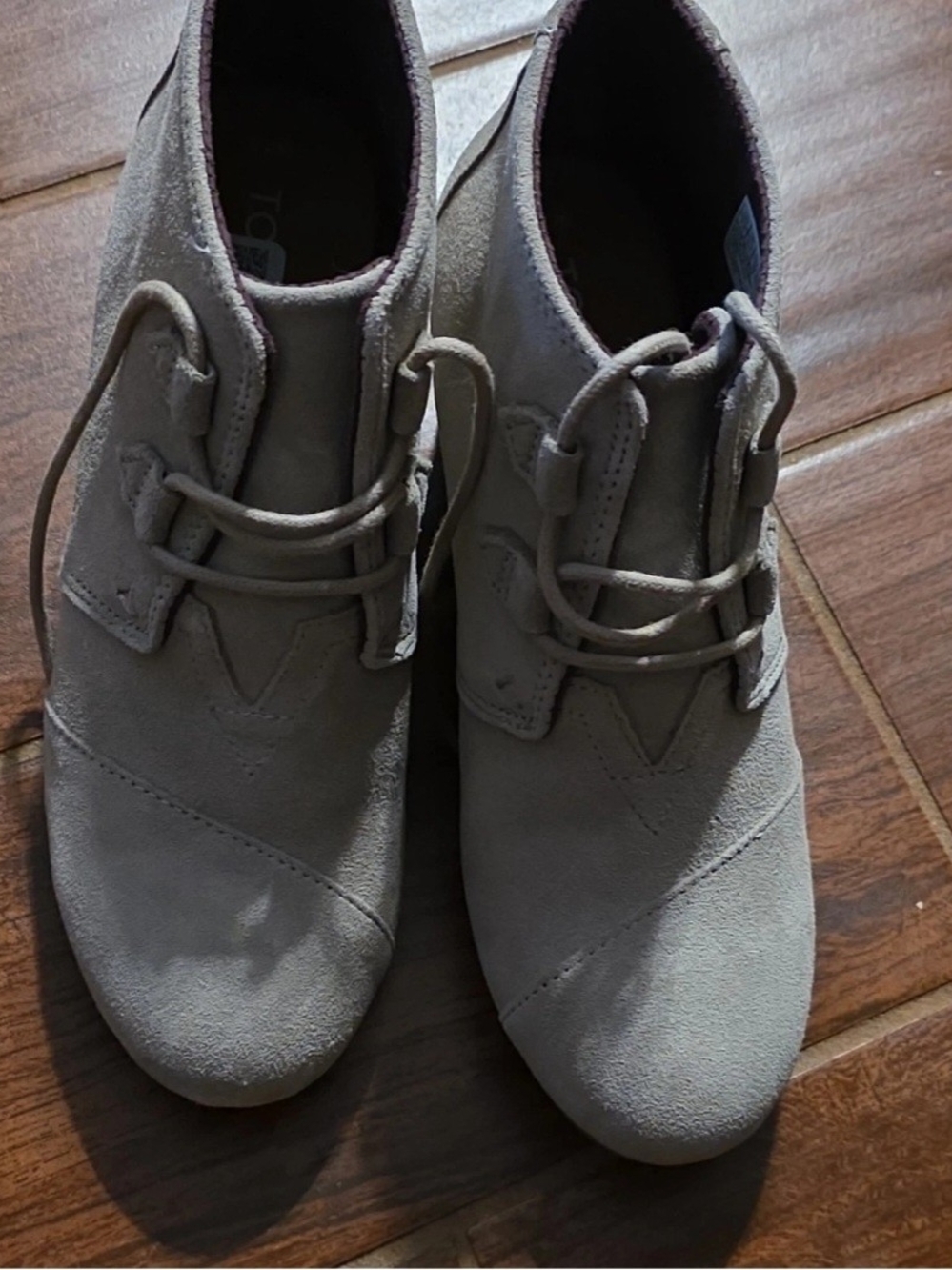 Womens Suede Lace-Up Casual Shoes - Gray